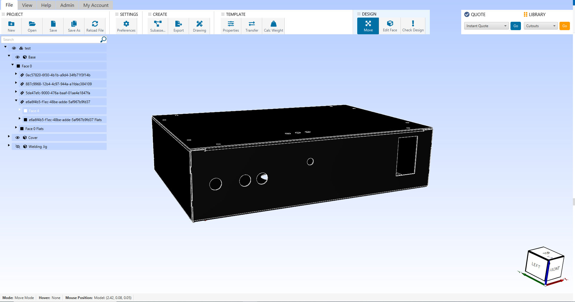 45 Mono Block Amplifier design in Protocase Designer
